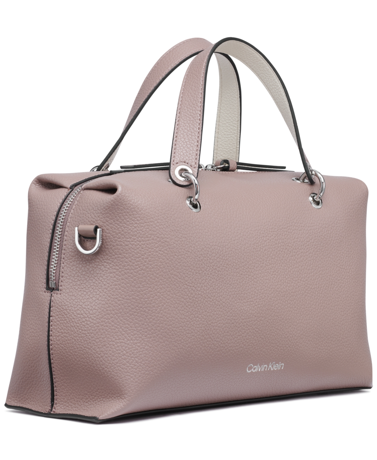 Calvin Klein Cali Medium Satchel Bag In Cocoa,cherub White
