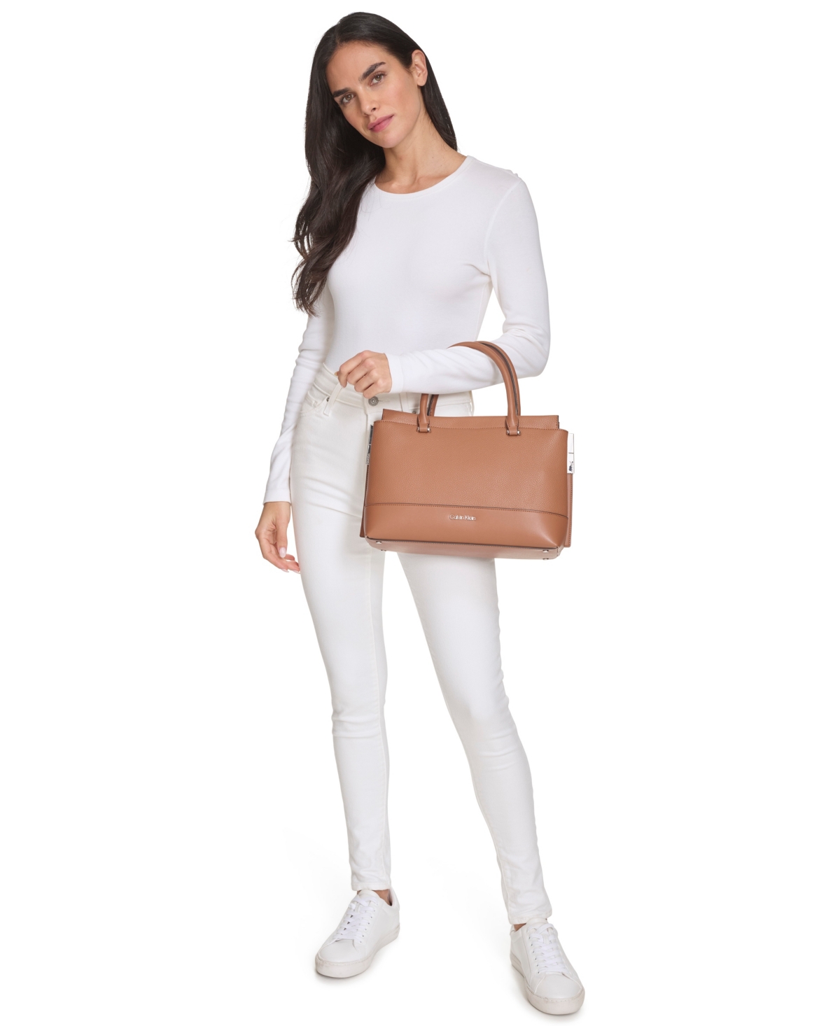 Calvin Klein Bianca Triple Compartment Convertible Satchel In Caramel