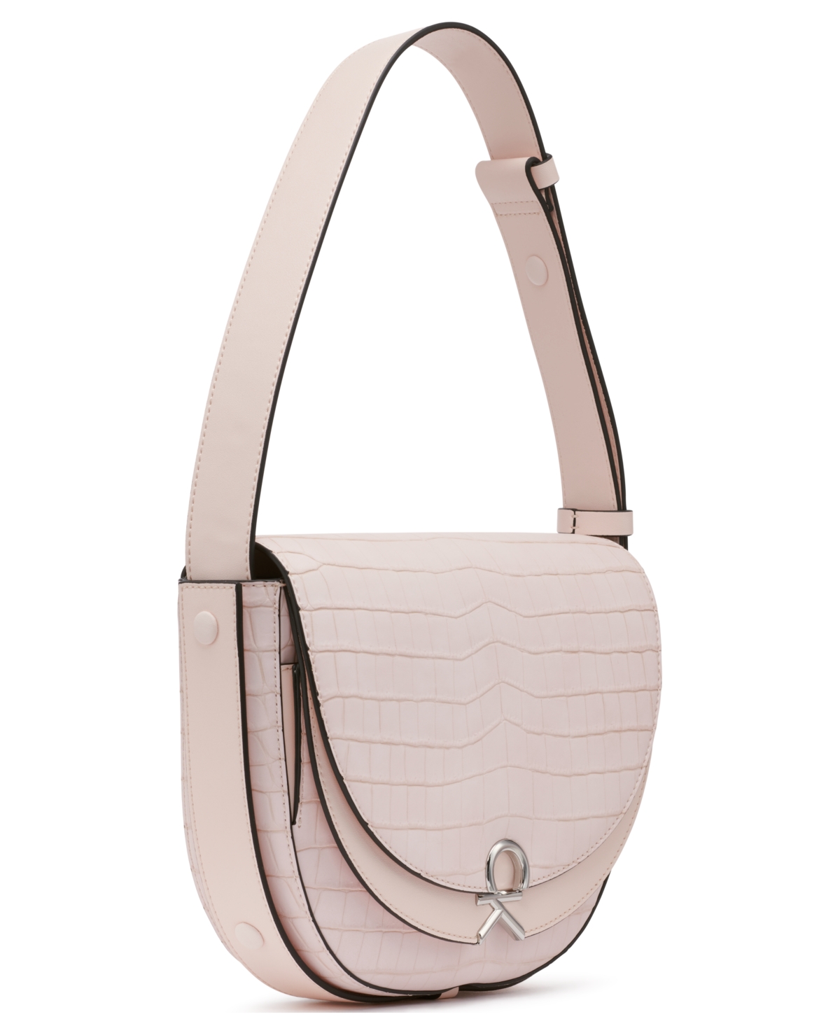 Calvin Klein Crisell Soft Croco Saddle Crossbody In Parfait