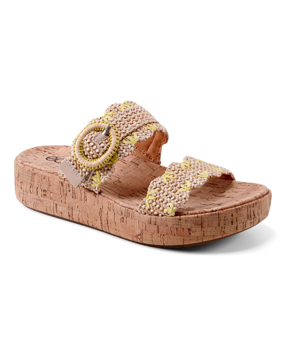 EARTH WOMEN'S SUBTLE WOVEN SLIP-ON PLATFORM SANDALS 