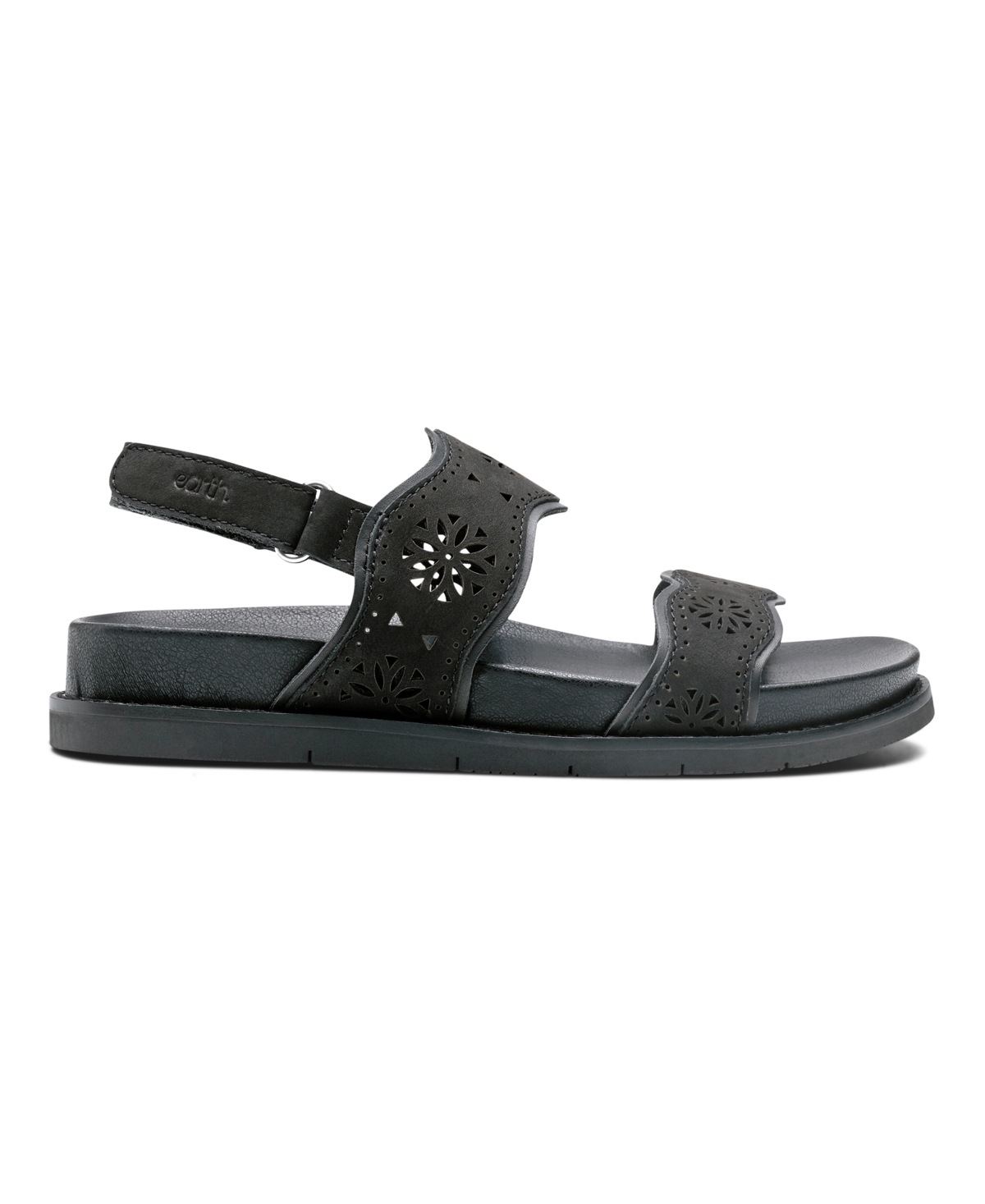 Shop Earth Women's Ferne Strappy Slingback Casual Flat Sandals In Black Nubuck