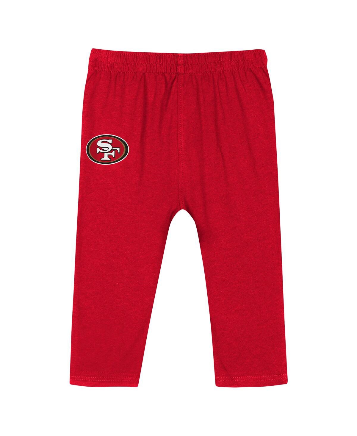 Outerstuff Baby Boys And Girls Scarlet San Francisco 49ers Double Up Long Sleeve Bodysuit And Pants Set In Scarlet
