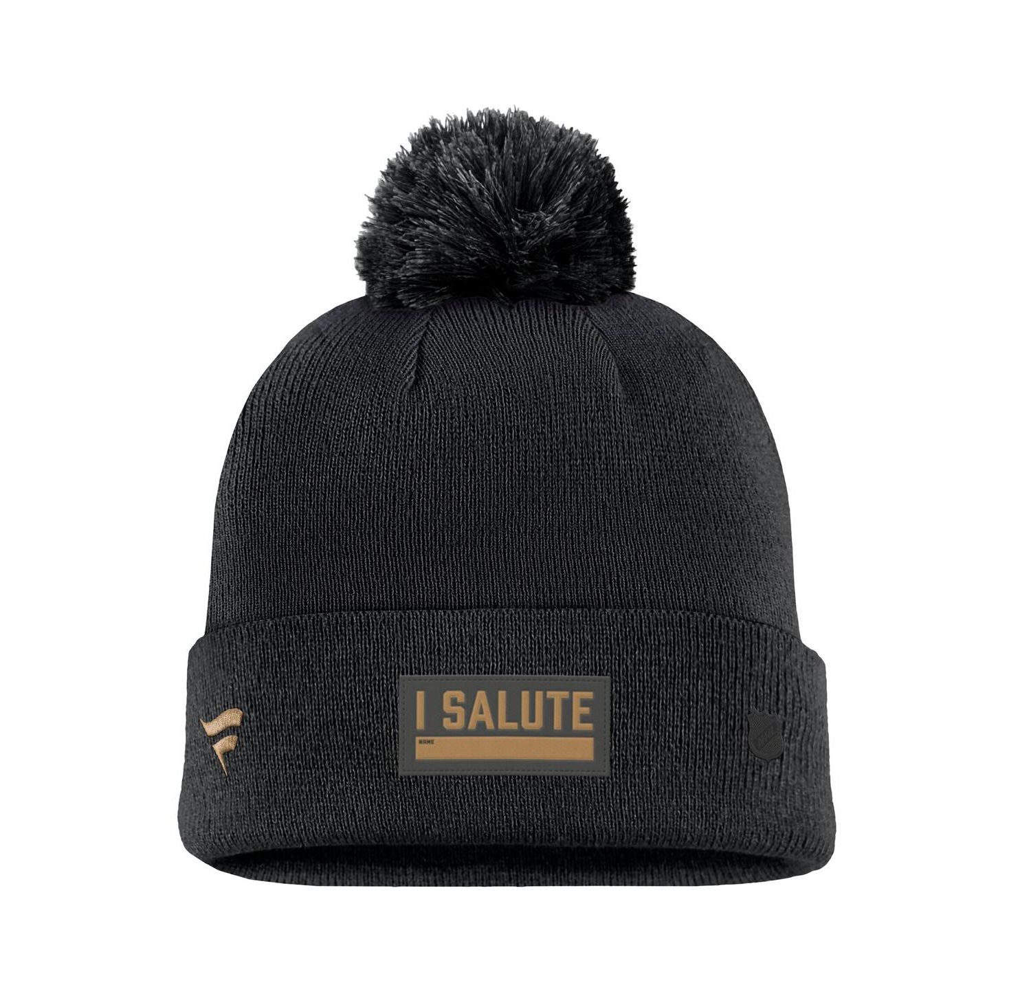 Men's Black Vegas Golden Knights Military Appreciation Cuffed with Pom Knit Hat
