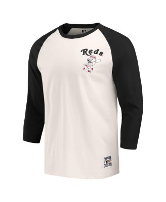 Darius Rucker Collection by Men's White Cincinnati Reds Cooperstown Collection Raglan 3/4-Sleeve T-Shirt