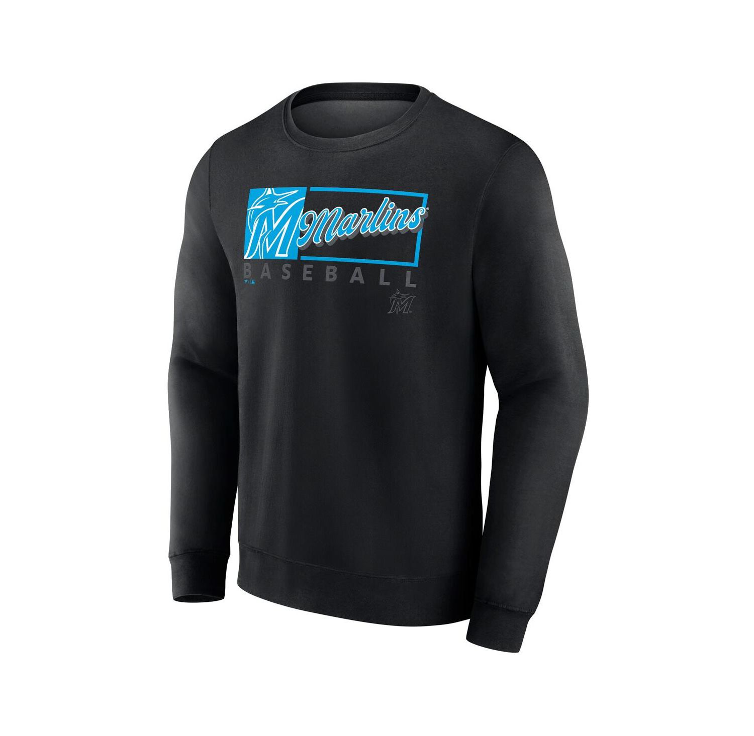 Men's Black Miami Marlins Focus Fleece Pullover Sweatshirt