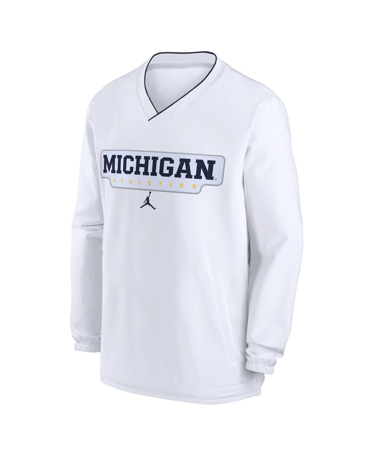 JORDAN MEN'S WHITE MICHIGAN WOLVERINES 2024 SIDELINE PULLOVER WINDSHIRT 