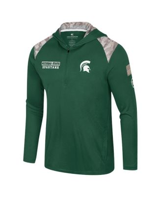 Men's Green Michigan State Spartans OHT Military Appreciation Quarter-Zip Hoodie Jacket