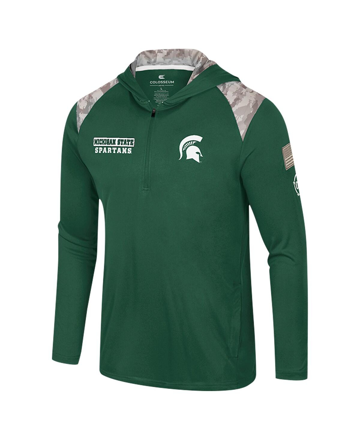COLOSSEUM MEN'S GREEN MICHIGAN STATE SPARTANS OHT MILITARY APPRECIATION QUARTER-ZIP HOODIE JACKET