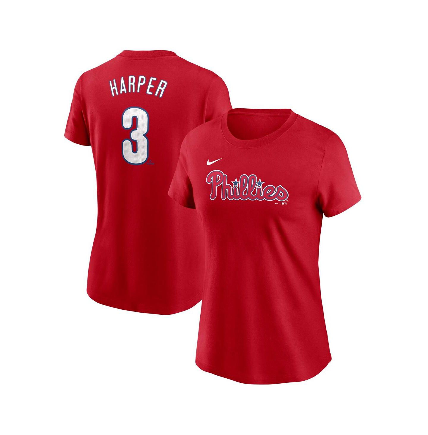 Женская футболка Nike Bryce Harper Red Philadelphia Phillies Fuse Name & Number — фото 1