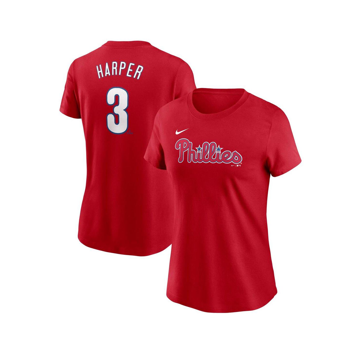Women's Bryce Harper Red Philadelphia Phillies Fuse Name & Number T-Shirt
