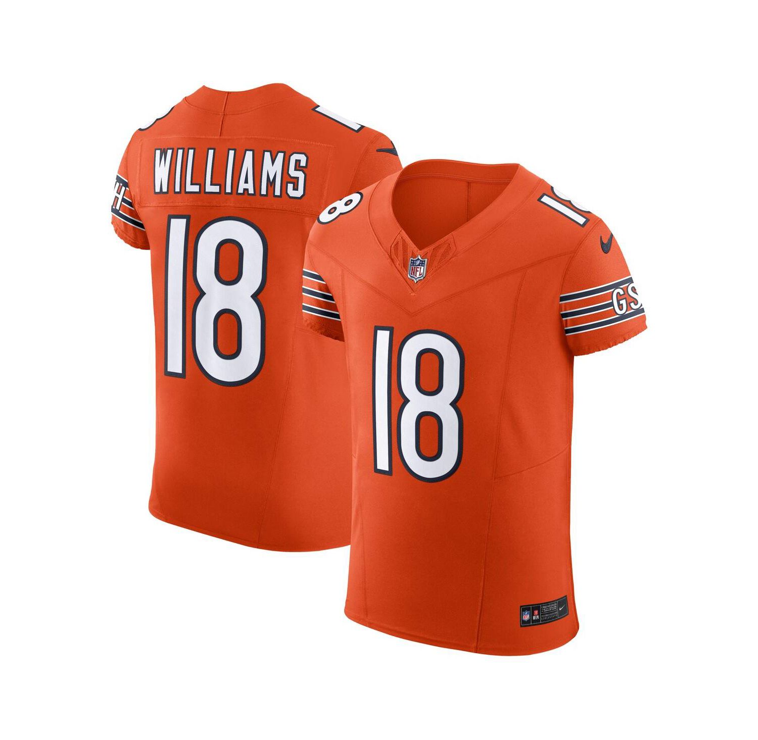 Men's Caleb Williams Orange Chicago Bears Alternate Vapor F.U.S.E. Elite Jersey