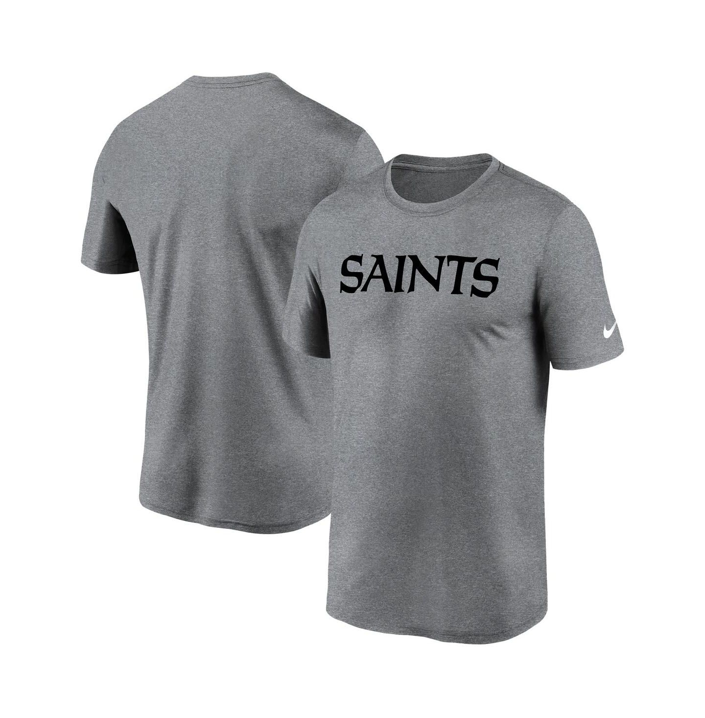 Мужская футболка Nike Heather Gray New Orleans Saints Legend Wordmark — фото 1