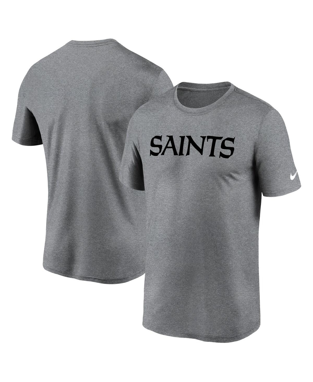 Nike Men's Heather Gray New Orleans Saints Legend Wordmark T-shirt In Gold