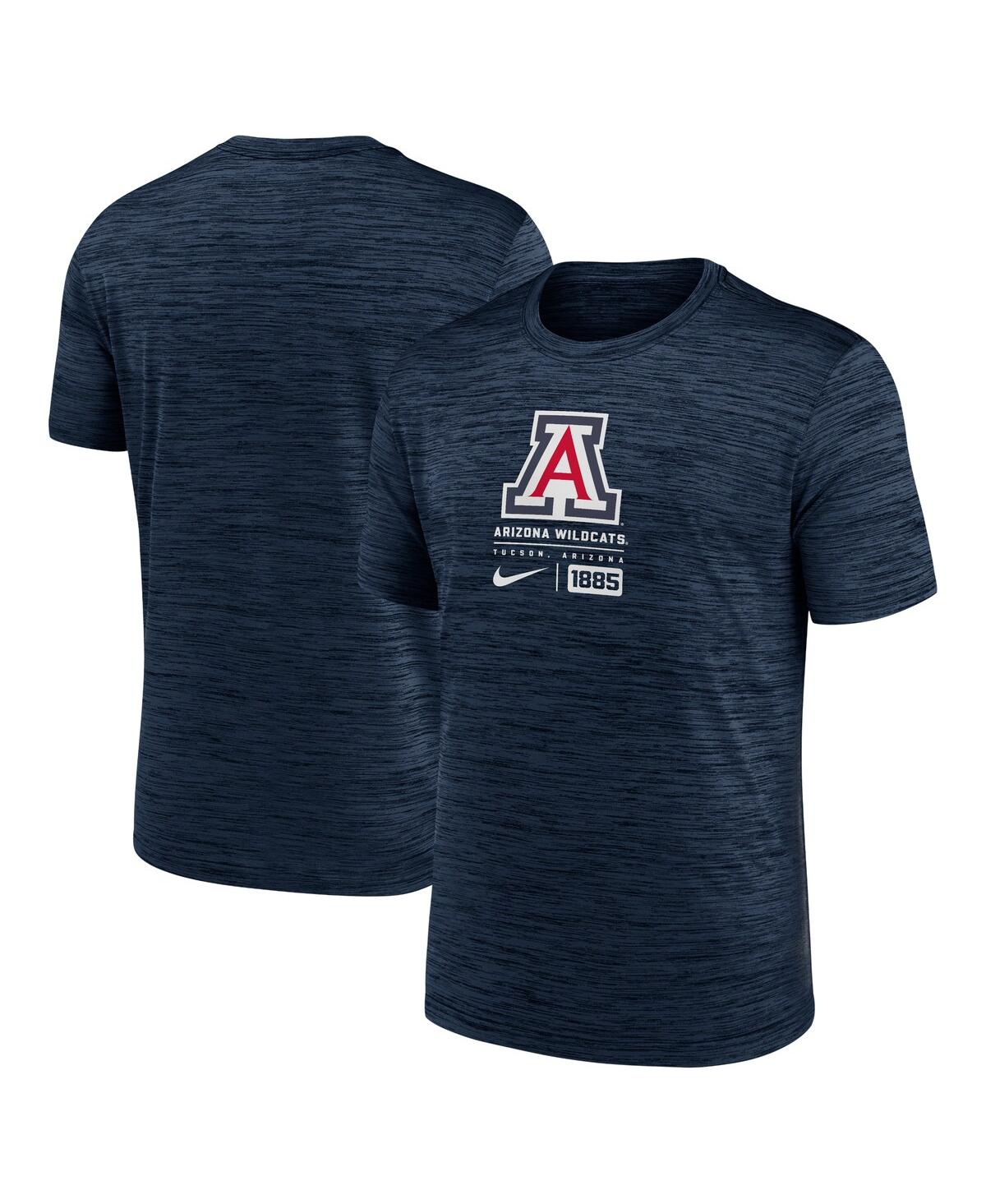 Nike Men's Navy Arizona Wildcats Campus Center Block Velocity Performance T-shirt In Blue