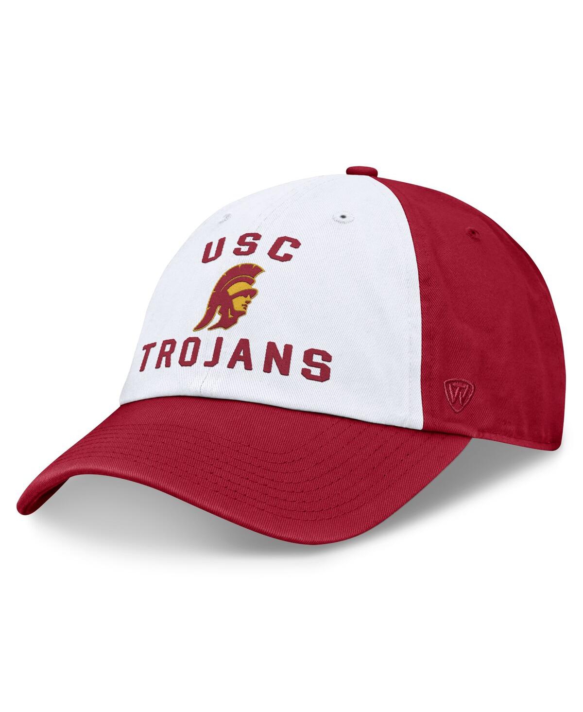 Top Of The World Men's White/cardinal Usc Trojans Heritage Weston Adjustable Hat In White,cardinal