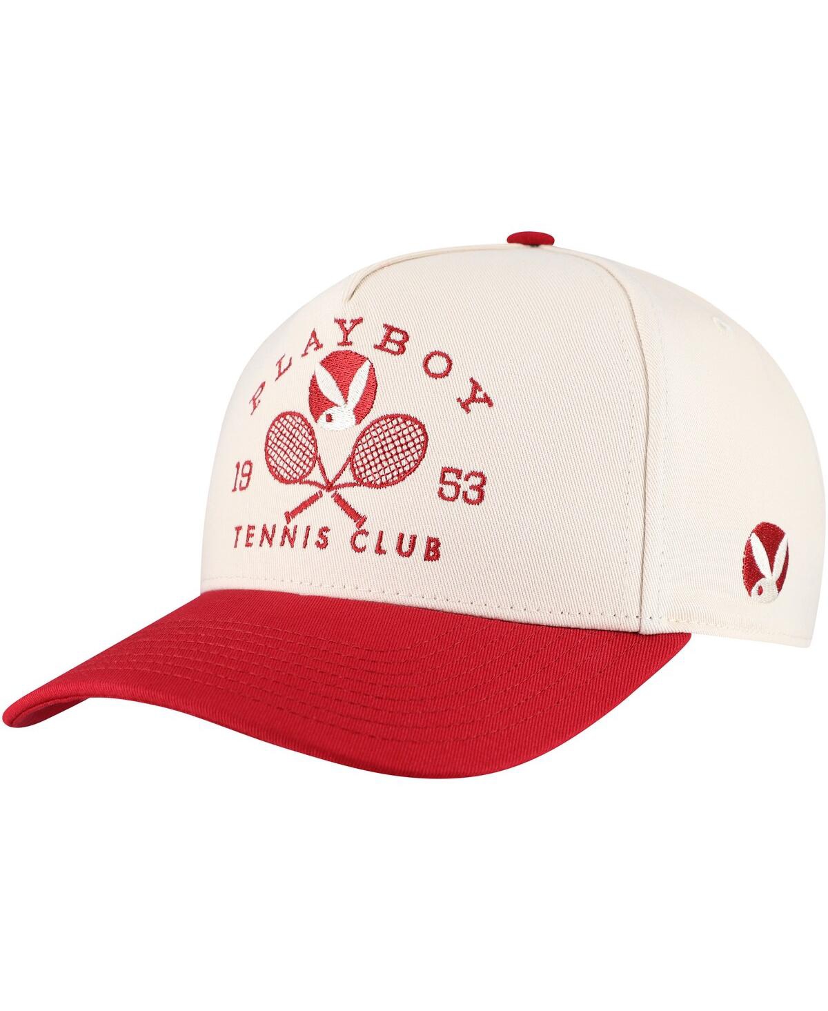 Men's Cream/Red Playboy Tennis Club A-Frame Adjustable Hat - Cream, Red