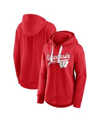Fanatics - Women's  Heather Red Wisconsin Badgers Tail Sweep Pullover Hoodie