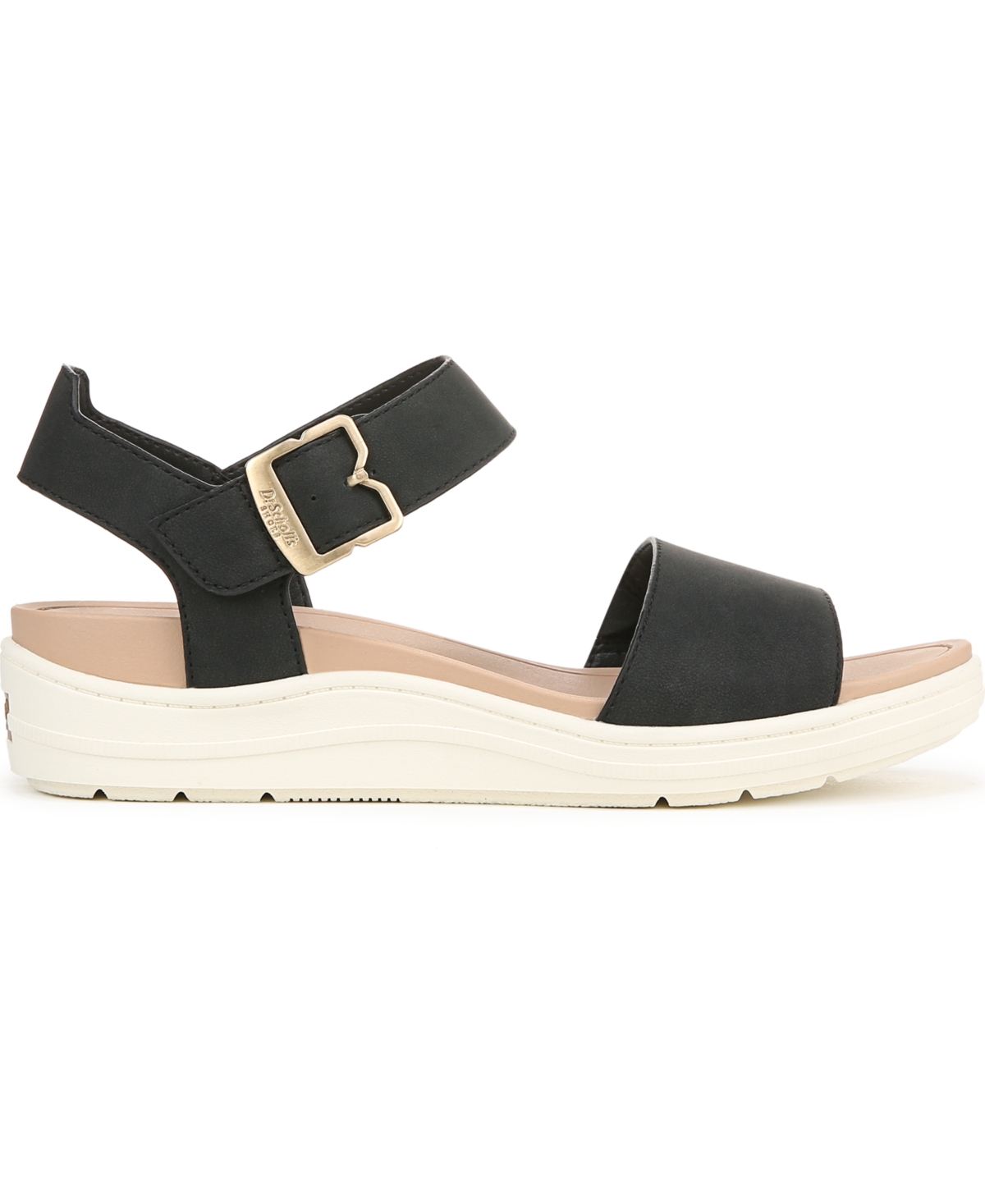 Shop Dr. Scholl's Women's Time Off Sky Sport Wedge Sandals In Black Faux Leather