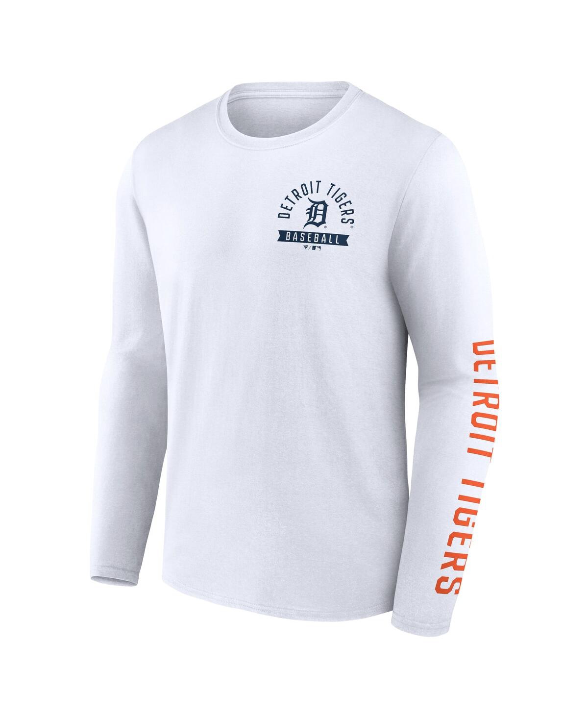 Fanatics Men's White Detroit Tigers Press Box Long Sleeve T-shirt In White