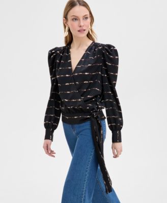 I.N.C. International Concepts - Women's Printed Puff-Sleeve Blouse