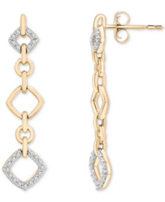 Diamond Drop Rhombus Earrings (1/4 ct. t.w.) in 14k Yellow Gold, Exclusively at Macy's