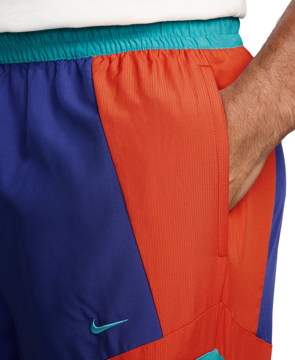 Nike Men's Icon Loose-fit Colorblocked 6" Basketball Shorts In Deep Night,picante Red,dusty Cactus