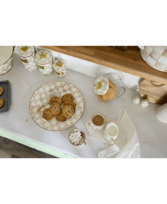 Mocha Check Dinner Plate