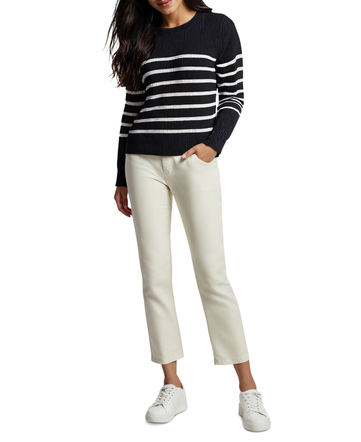 Women's Abigail Striped Crewneck Sweater - Black Beauty Stripe