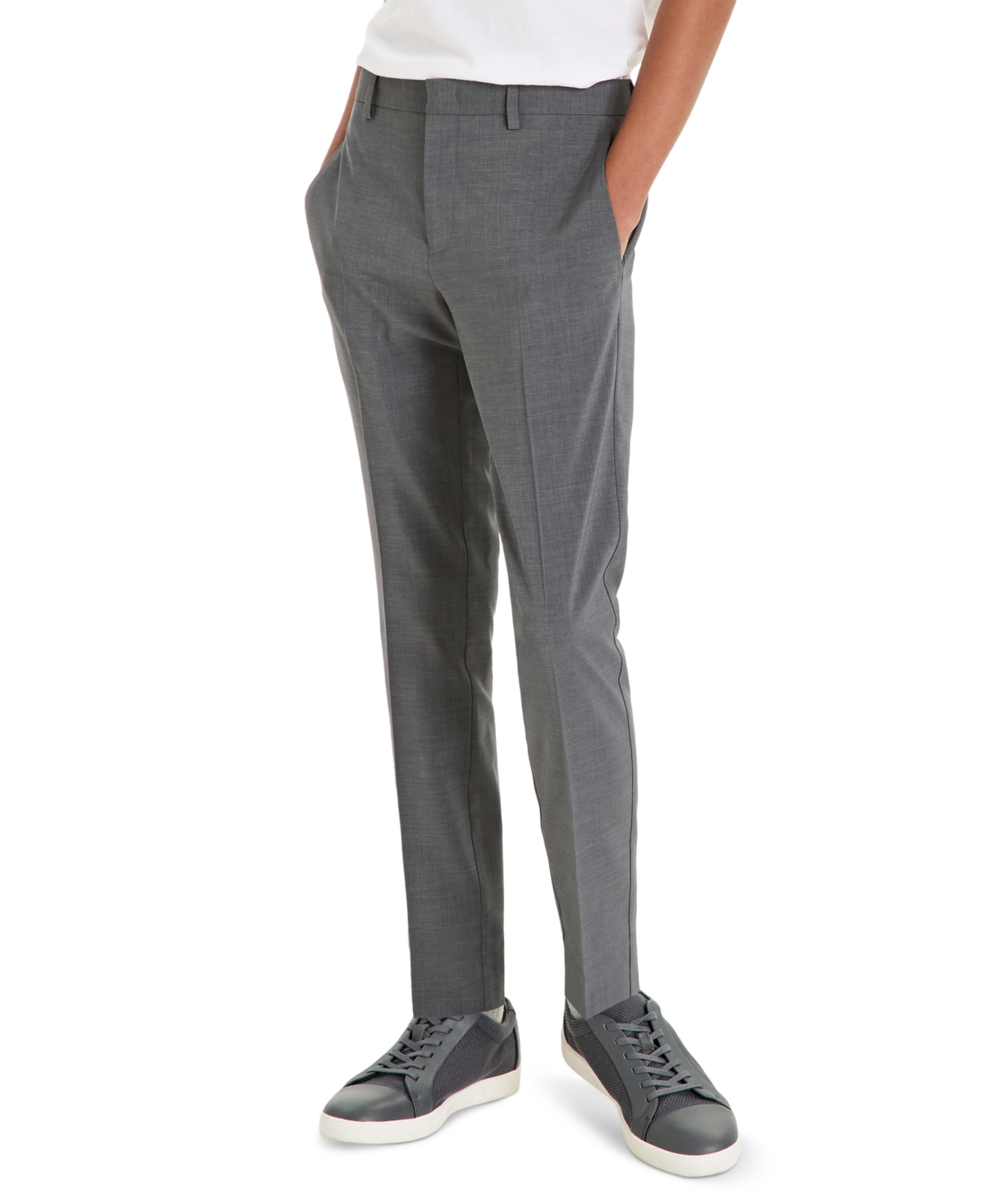 Kenneth Cole Reaction Big Boys Slim-fit Pants In Med Gray
