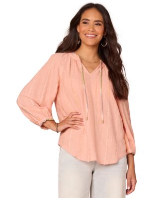 Democracy - Petite 3/4-Sleeve V-Neck Blouse