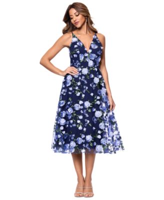 XSCAPE - Women's Floral Embroidered Sleeveless Fit & Flare Dress