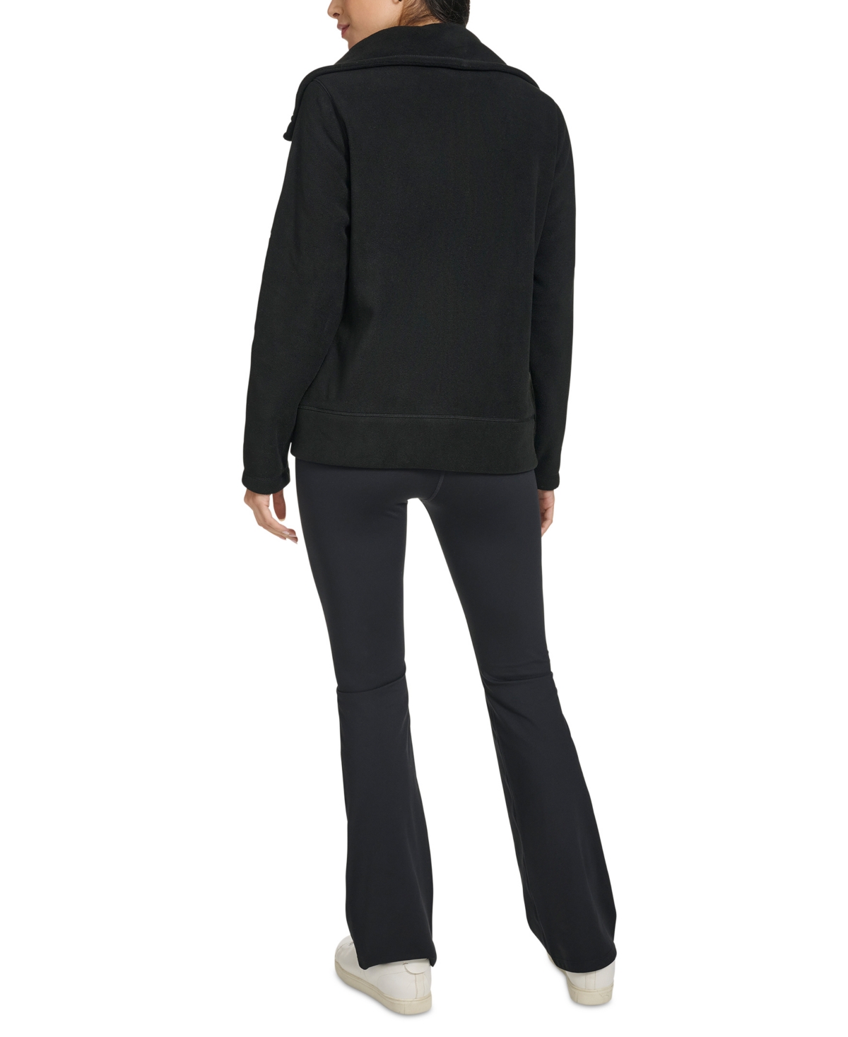 Calvin Klein Women's Active Tech Fleece Mock-neck Jacket In Black