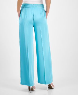 Women's Satin Mid-Rise Wide-Leg Pants