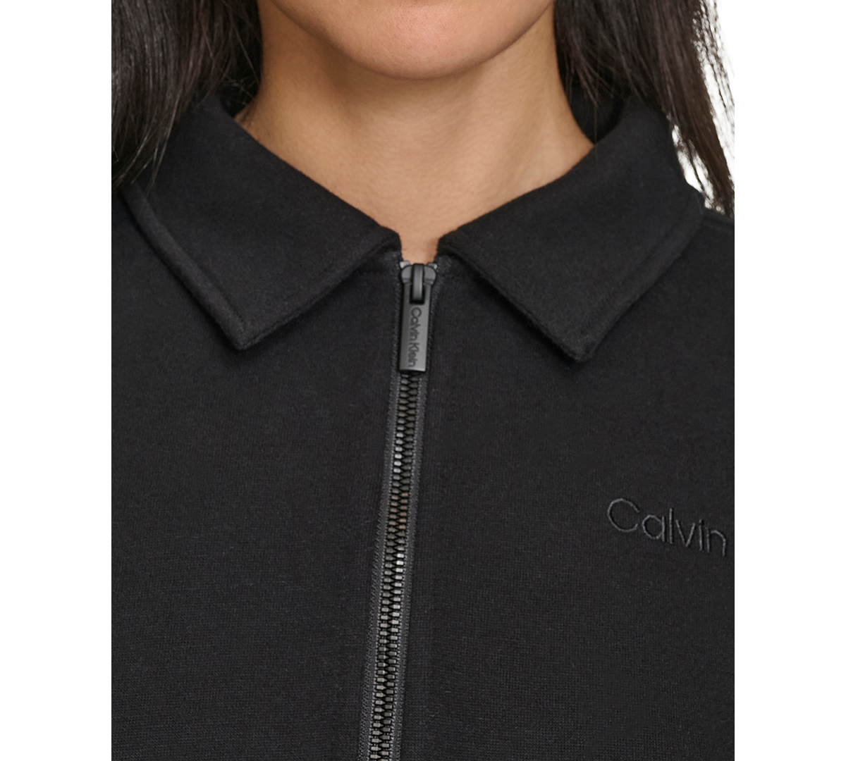 Calvin Klein Performance Women's Logo Half-zip Cozy Fleece Sweatshirt In Black