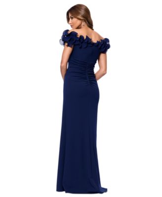 Women's Ruffled-Off-The-Shoulder Crepe Gown
