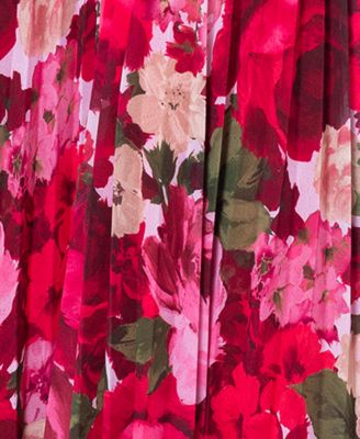 XSCAPE Women's Pleated Floral Chiffon Halter Dress