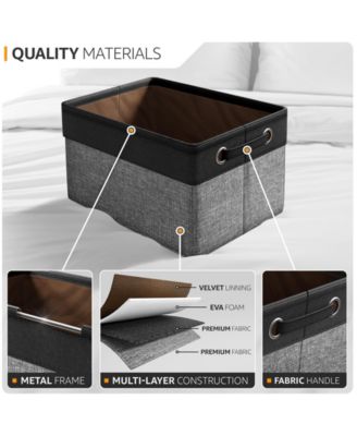 3 Pack Large Sturdy Foldable Fabric Storage Bins with Handles - Lightweight and durable