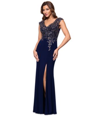 Women's Embellished V-Neck Sleeveless Gown