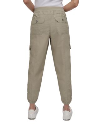 Sport Women's Cotton Ribbed-Waist Jogger Cargo Pants