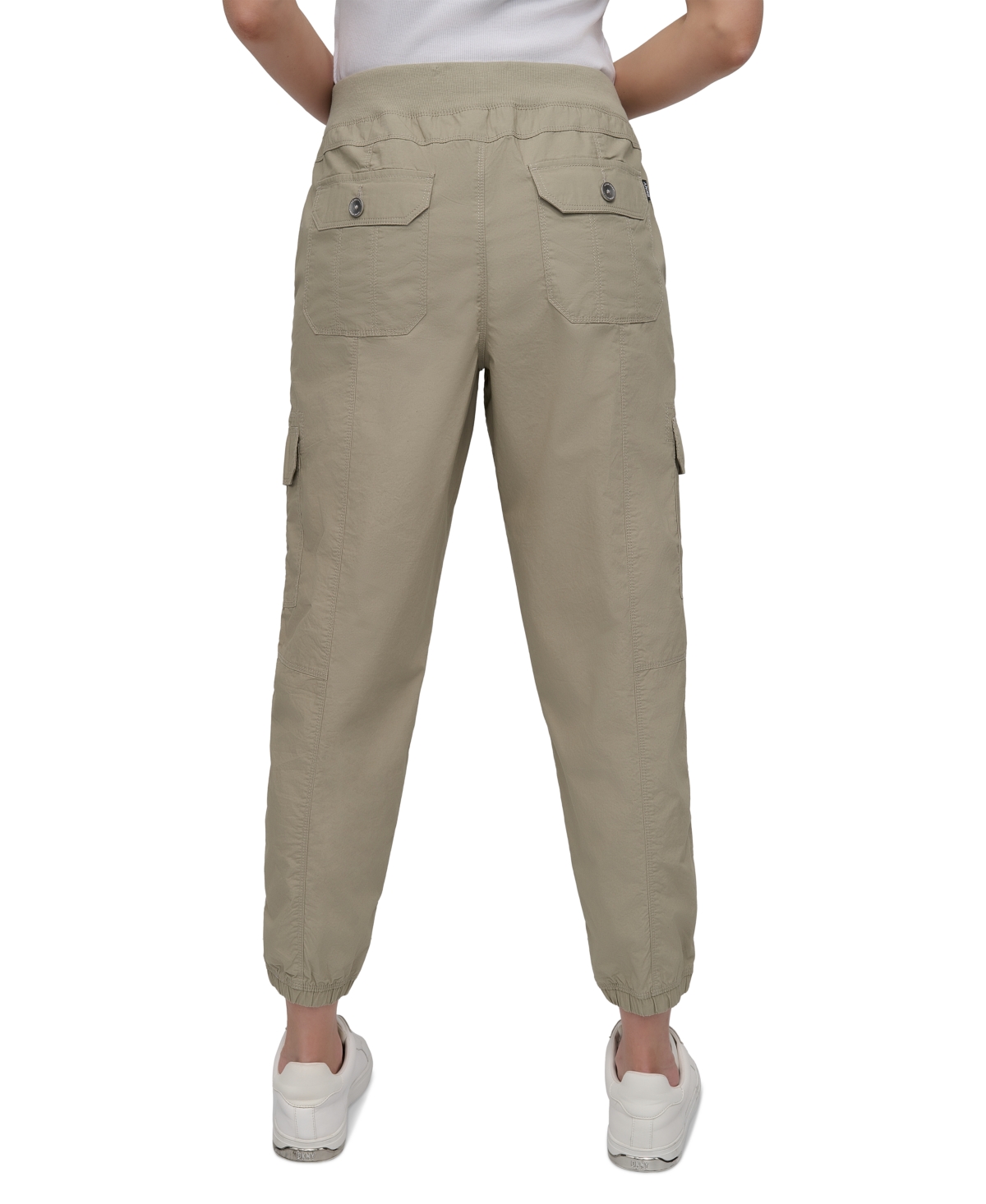 Dkny Sport Women's Cotton Ribbed-Waist Jogger Cargo Pants
