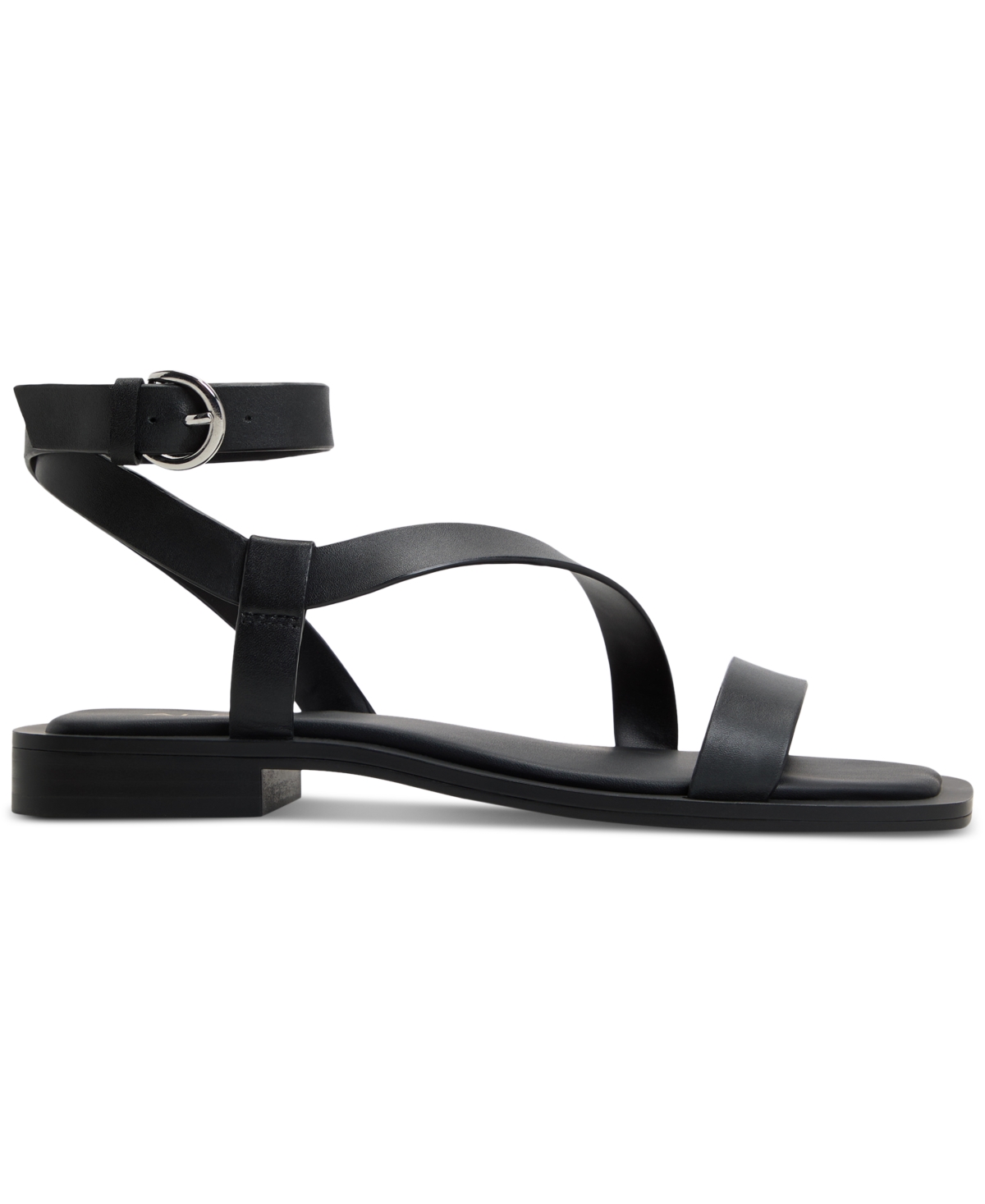 Shop Aldo Women's Grugar Strappy Square-toe Flat Sandals In Charcoal
