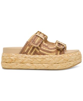 Women's Falyn Platform Double Buckle Raffia Woven Footbed Sandals