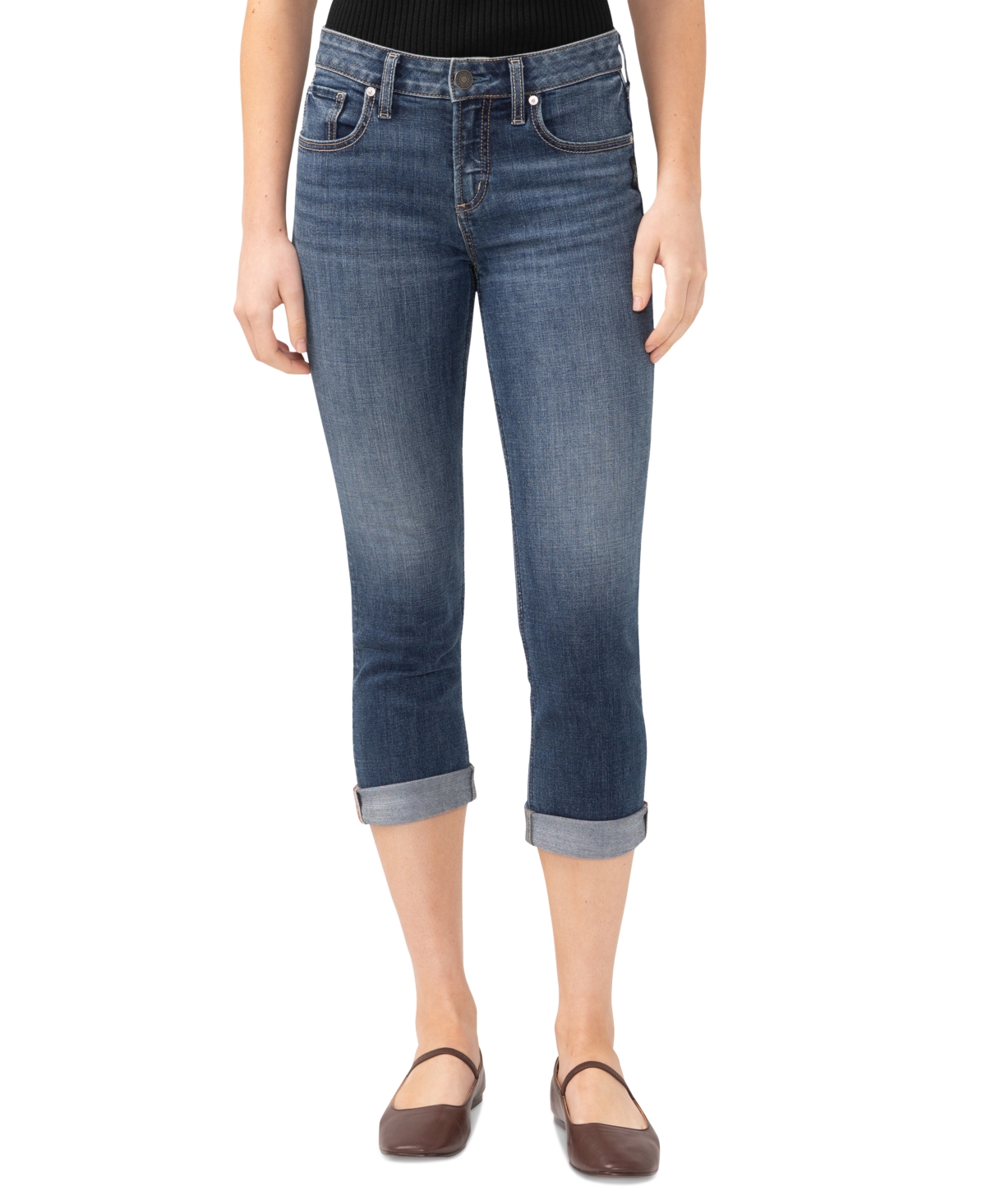Shop Silver Jeans Co. Women's Suki Mid-rise Curvy Capri Jeans In Indigo