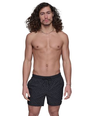 KARL LAGERFELD PARIS - Men's Regular-Fit Quick-Dry 5" Swim Trunks with Boxer Brief Liner