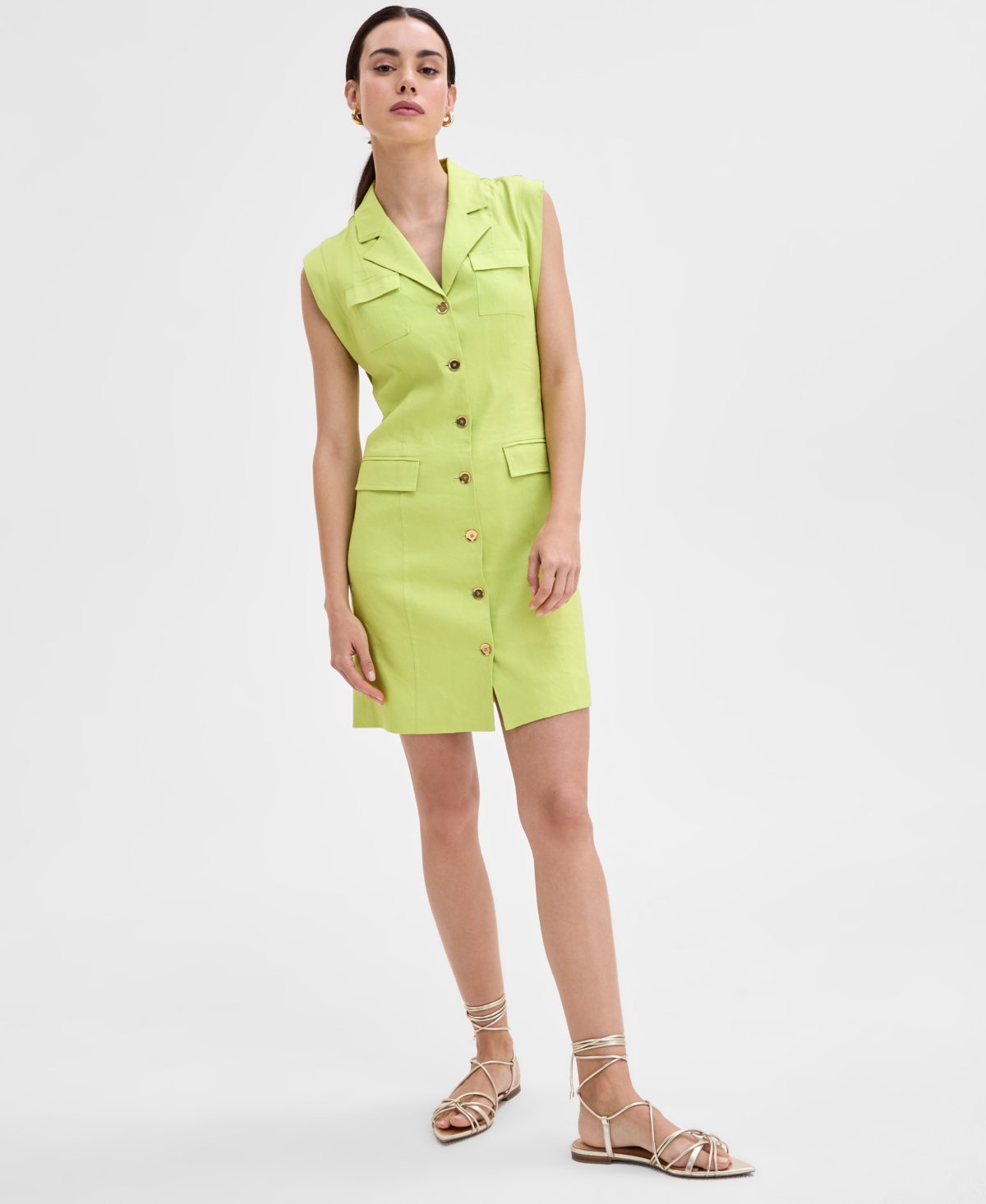 Women's Sleeveless Blazer Dress, Exclusively at Macy's - Warm Toffee