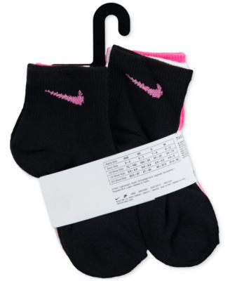 Little Girls Metallic Swoosh Logo Quarter Socks, Pack of 6