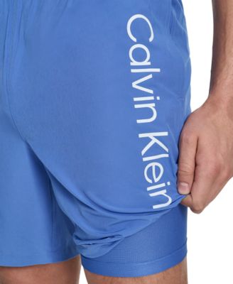Men's Regular-Fit Quick-Dry 5" Swim Trunks with Compression Short Liner
