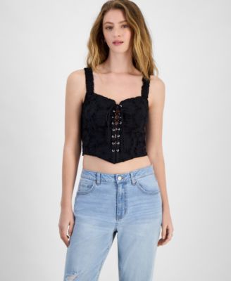 Self Esteem - Juniors' Cotton Lace-Up Eyelet Sleeveless Corset