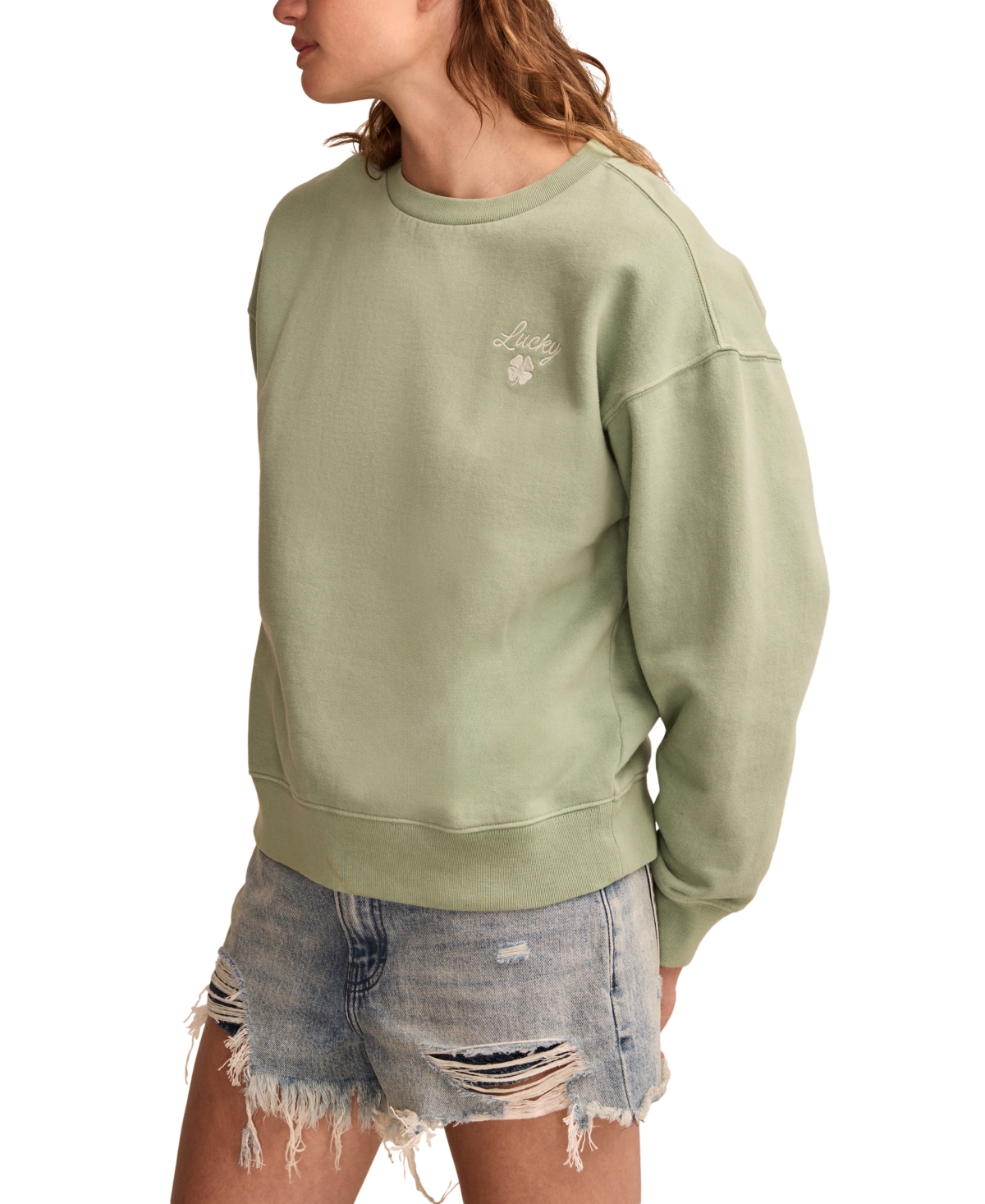 LUCKY BRAND WOMEN'S LUCKY CREWNECK SWEATSHIRT 