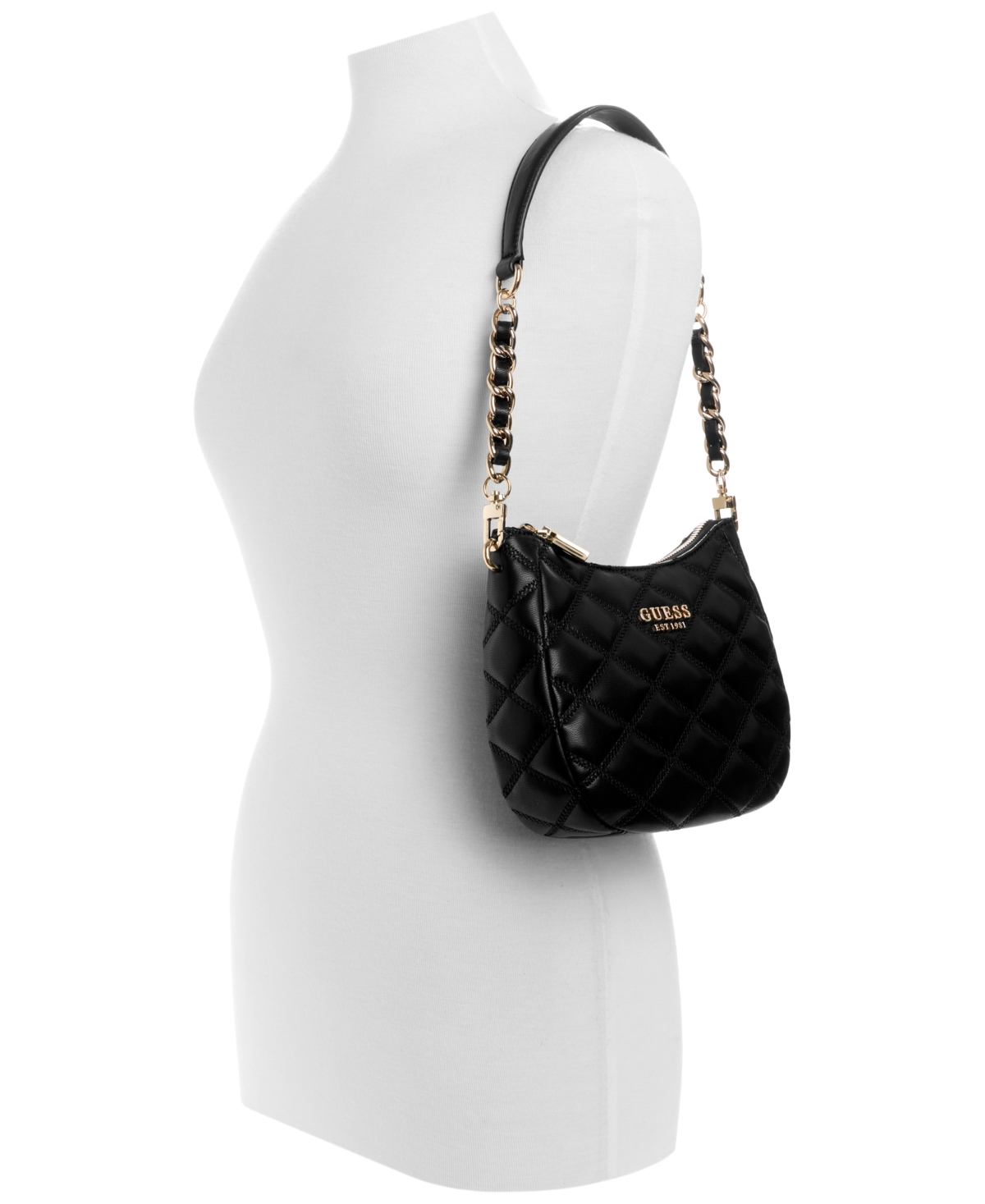 GUESS TAMSIN QUILTED SMALL TOP ZIP SHOULDER BAG 